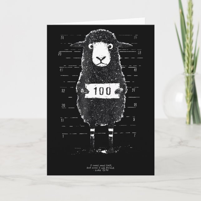 Tarjeta Funny Black Sheep Mugshot Lost But Found Humor Fun (Anverso)