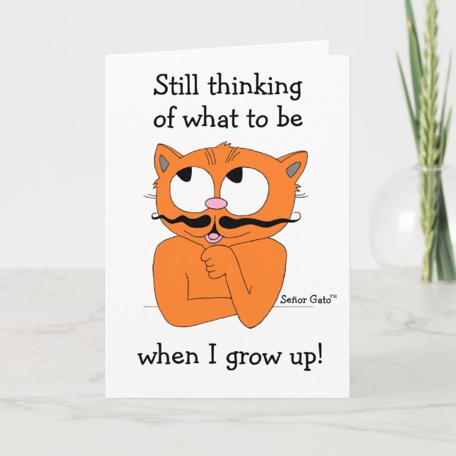 Tarjeta Funny Blank Inside Card Personalizado Mustache Cat (Anverso)