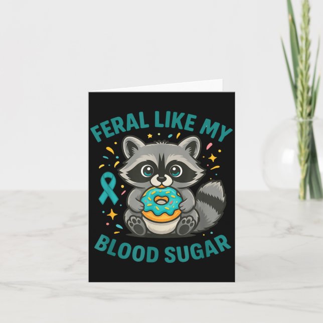 Tarjeta Funny Blood Sugar Raccoon Food Chaos Diabetes Fera (Anverso)