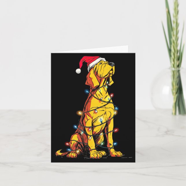 Tarjeta Funny Bloodhound Christmas Graphics Dog Lights Lov (Anverso)