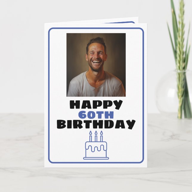 Tarjeta Funny Blue and White Photo Husband Cumpleaños (Anverso)