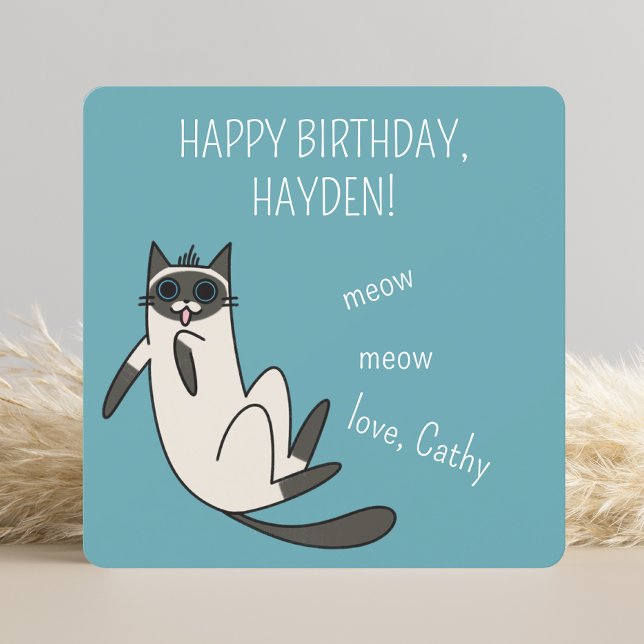 Tarjeta Funny Blue Eyes Siamese Cat Birday (Subido por el creador)