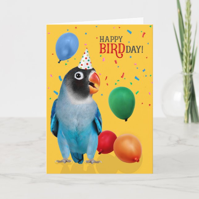 Tarjeta Funny Blue Lovebird Parrot Birthday (Anverso)