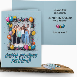 Tarjeta Funny Blue Personalizado Photo Birday Card Group