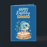 Tarjeta Funny Blue & Yellow Boyfriend Fishing Cumpleaños<br><div class="desc">Un diseño lúdico con un pescado y un mensaje de cumpleaños alegre y divertido,  perfecto para sonreír a cualquier aficionado a la pesca.</div>