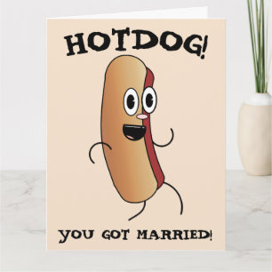 TARJETA FUNNY BODA HOTDOG FELICITACIONES GRACIAS A LA TARJ
