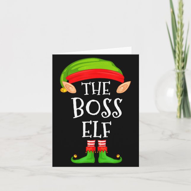 Tarjeta Funny Boss Elf Family Christmas Boss Elf Sweater M (Anverso)