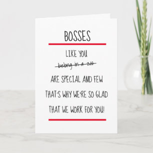 Tarjeta Funny Bosses Cheeky Verse Boss Day Card