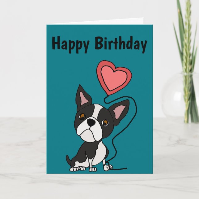 Tarjeta Funny Boston Terrier Love Personalizado (Anverso)