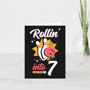 Tarjeta Funny Bowling 7 cumpleaños Rollin' en 7