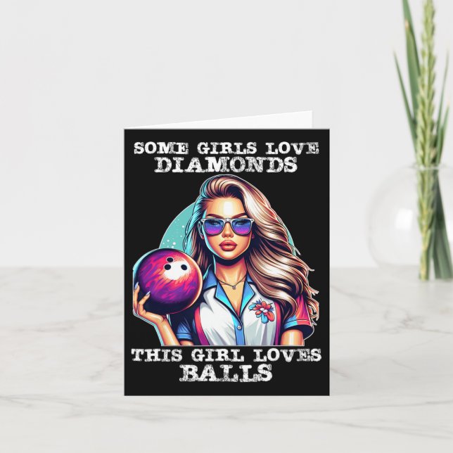 Tarjeta Funny Bowling Art Para Mujeres Chicas Track Bowlin (Anverso)