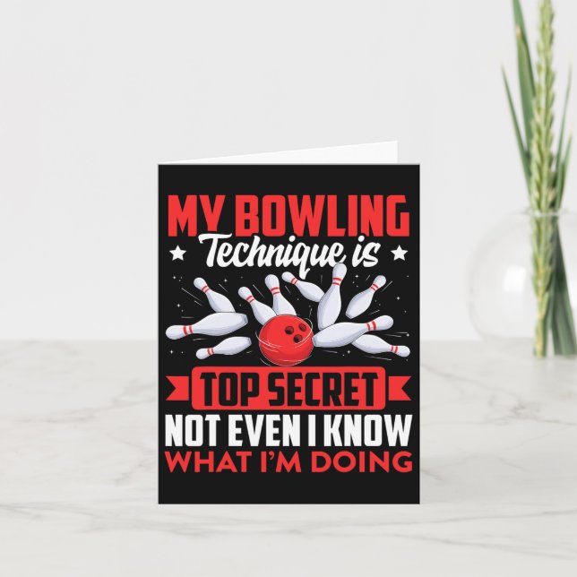 Tarjeta Funny Bowling Technique Ll Bowler Hombres Niños (Anverso)