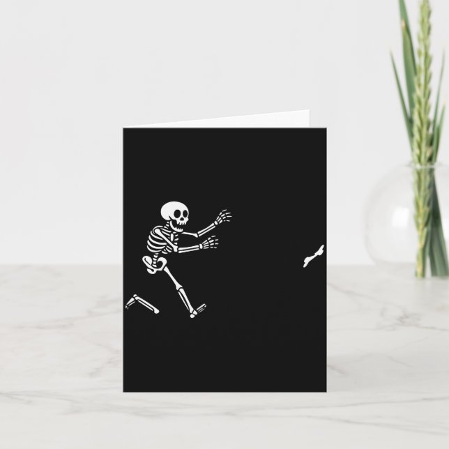 Tarjeta Funny Boxer Running Skeleton Halloween  (Anverso)