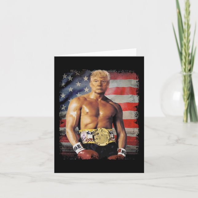 Tarjeta Funny Boxer Trump Trump Meme Rocky (Anverso)
