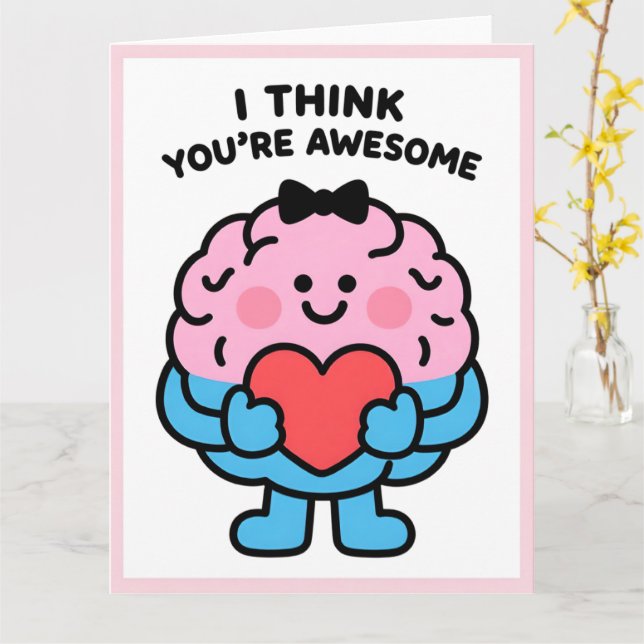 Tarjeta Funny Brain Love Valentine Greeting Card (flor amarilla)