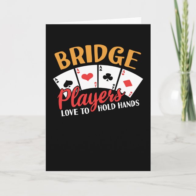 Tarjeta Funny Bridge Jugadores Aman Sostener Las Manos (Anverso)