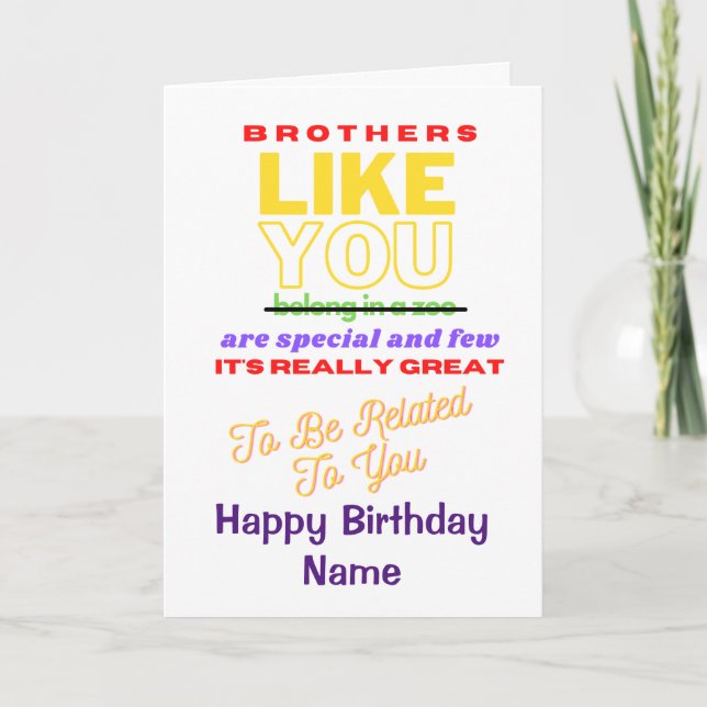 Tarjeta Funny Brother Verse Happy Birday Card (Anverso)