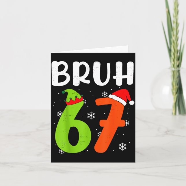 Tarjeta Funny Bruh 67 Christmas Pajamas Six Seven Xmas 6-7 (Anverso)