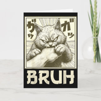 Tarjeta Funny Bruh Cat Bite Graphic Tee Japanese Anime Cat