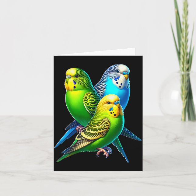 Tarjeta Funny Budgie Budgerigar Design  (Anverso)