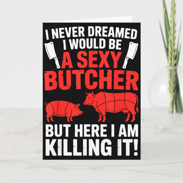 Tarjeta Funny Butcher Design For Men Women Butchery Meat B (Anverso)