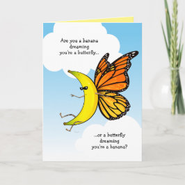 Tarjeta Funny Butterfly Banana Feliz cumpleaños