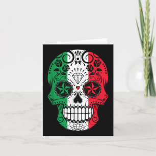 Tarjeta Funny Cabeza de Cráneo Mexicano La Bandera Cinco D