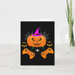 Tarjeta Funny Calabaza Jack O Lantern Video Gamer