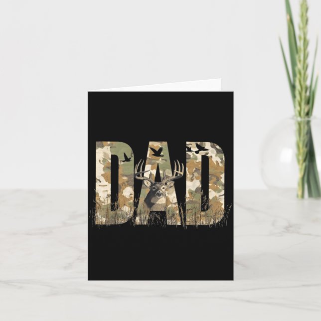 Tarjeta Funny Camo Dad Hunting Camouflage Deer Father's Da (Anverso)