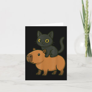 Tarjeta Funny Capybara Black Cat Lover Mamá Papá Niños