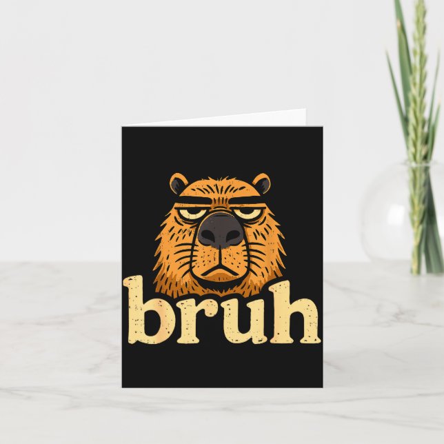 Tarjeta Funny Capybara Bruh Sarcastic Animal Meme Boys Tee (Anverso)