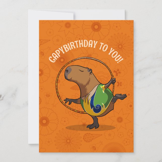 Tarjeta Funny Capybara Capybirthday To You! Dancer Cartoon (Anverso)