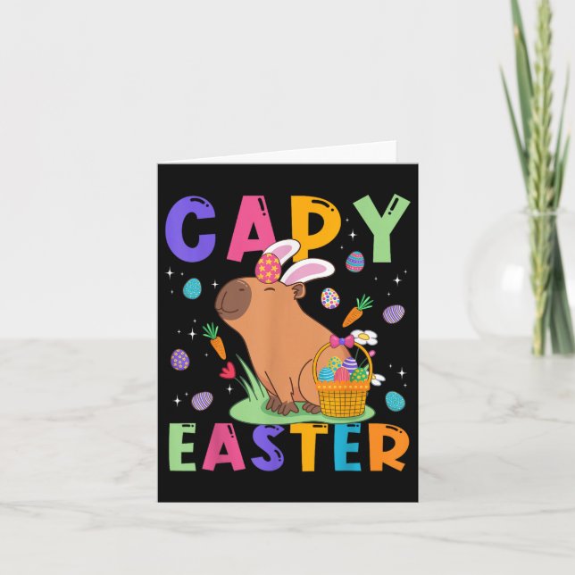 Tarjeta Funny Capybara Easter Day Capy Easter Eggs Capy Lo (Anverso)