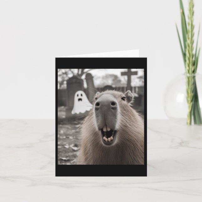 Tarjeta Funny Capybara Ghost Halloween Disstume Capybara H (Anverso)