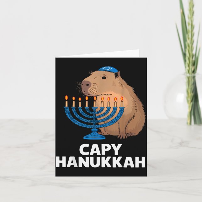 Tarjeta Funny Capybara Happy Hanukkah Chanukah Jewish Men  (Anverso)