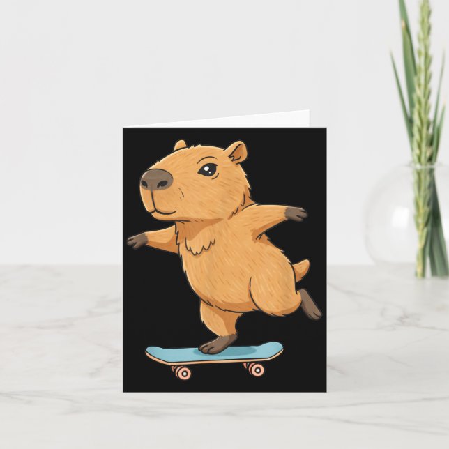 Tarjeta Funny Capybara Skater Skateboard Ballerina Zoo Boy (Anverso)