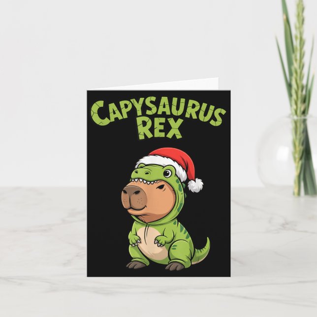 Tarjeta Funny Capybara T-rex Costume Christmas Kids Boys  (Anverso)