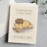 Tarjeta Funny Capybara y Dog Pun Pink Birday Card<br><div class="desc">Esta divertida tarjeta de cumpleaños rosa Capybara y Dog Pun es perfecta para los amantes del capibara, el perro o los animales. ¡Envíe esta tarjeta única para desear a su mejor amigo un cumpleaños muy cautivador! El ilustracion de capibara y perro es una obra de arte original hecha a mano...</div>