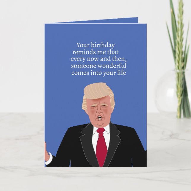 Tarjeta Funny Caricatura de Donald Trump Feliz cumpleaños (Anverso)