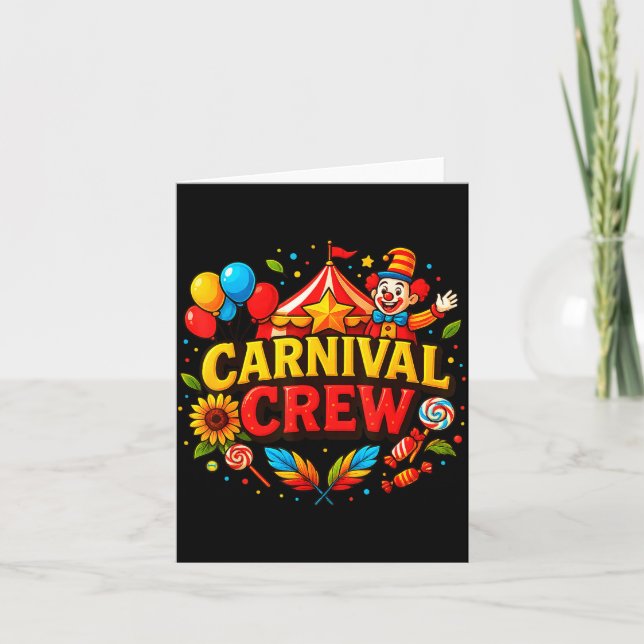Tarjeta Funny Carnival Crew Circus Party Staff Costume Pri (Anverso)