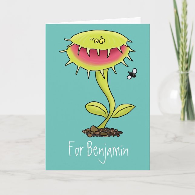 Tarjeta Funny carnívoro Venus trampa de mosca personalizad (Anverso)