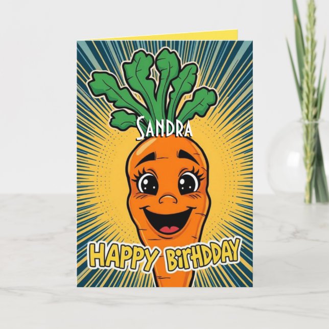 Tarjeta Funny Carrot Happy Birthday (Anverso)