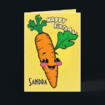 Tarjeta Funny Carrot Happy Birthday<br><div class="desc">¡Celebra el día especial de alguien con esta alegre tarjeta de cumpleaños feliz! Con colores vivos y tipografía lúdica, esta carta es perfecta para difundir alegría y amor. Ya sea que le envíes deseos de cumpleaños a un amigo, miembro de la familia o compañero de trabajo, esta carta encantadora seguramente...</div>