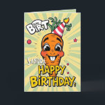 Tarjeta Funny Carrot Happy Birthday<br><div class="desc">¡Celebra el día especial de alguien con esta alegre tarjeta de cumpleaños feliz! Con colores vivos y tipografía lúdica, esta carta es perfecta para difundir alegría y amor. Ya sea que le envíes deseos de cumpleaños a un amigo, miembro de la familia o compañero de trabajo, esta carta encantadora seguramente...</div>