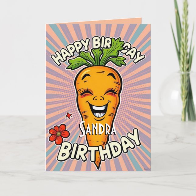 Tarjeta Funny Carrot Happy Birthday (Anverso)