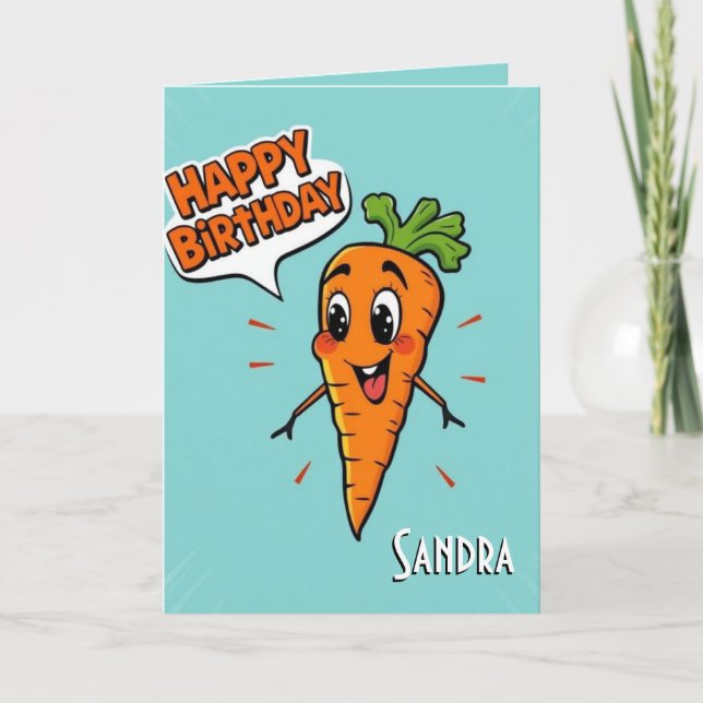 Tarjeta Funny Carrot Happy Birthday (Anverso)