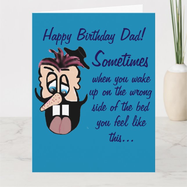 Tarjeta Funny Cartoon Caricature Happy Birthday Dad! Card (Anverso)