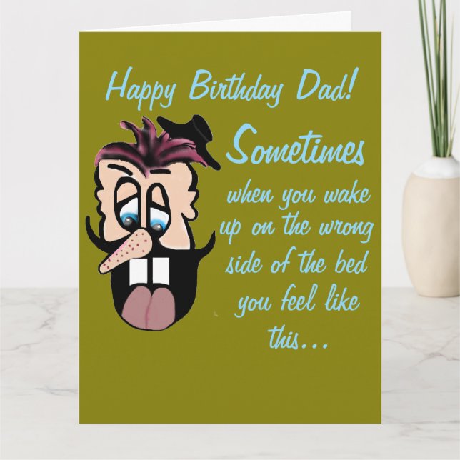 Tarjeta Funny Cartoon Caricature Happy Birthday Dad! Card (Anverso)
