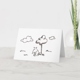 Tarjeta Funny Cartoon Dog Under Tree Line Drawing Card