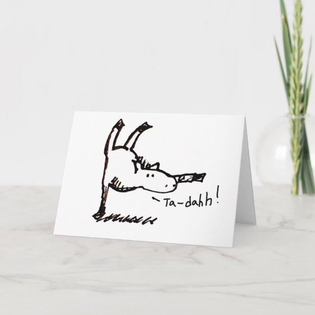 Tarjeta Funny Cartoon Horse Ta Dah! Congratulations Card (Anverso)